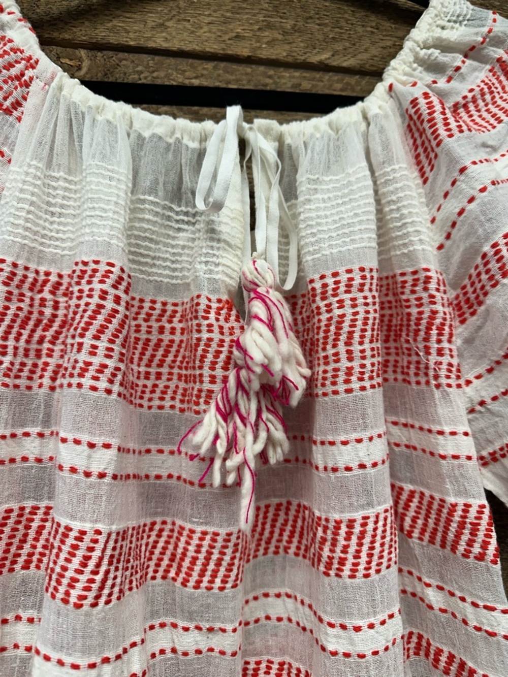 Lemlem Striped Tassel Cover-Up Dress Size M Pink & White Boho - Picture 4 of 8